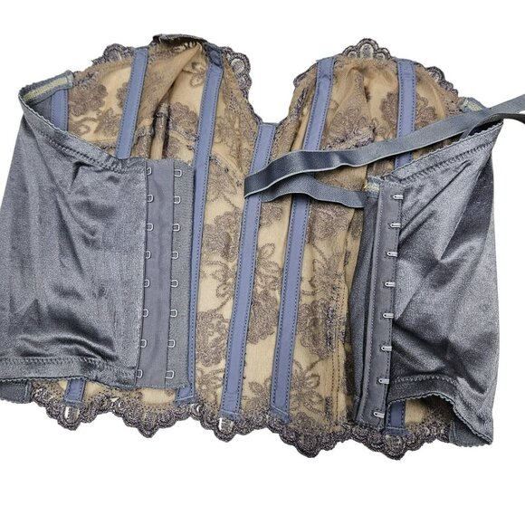 Victorias Secret Lace Bustier‎ 34C Greyish Lavender Floral Embroidery Lingerie - Picture 3 of 9